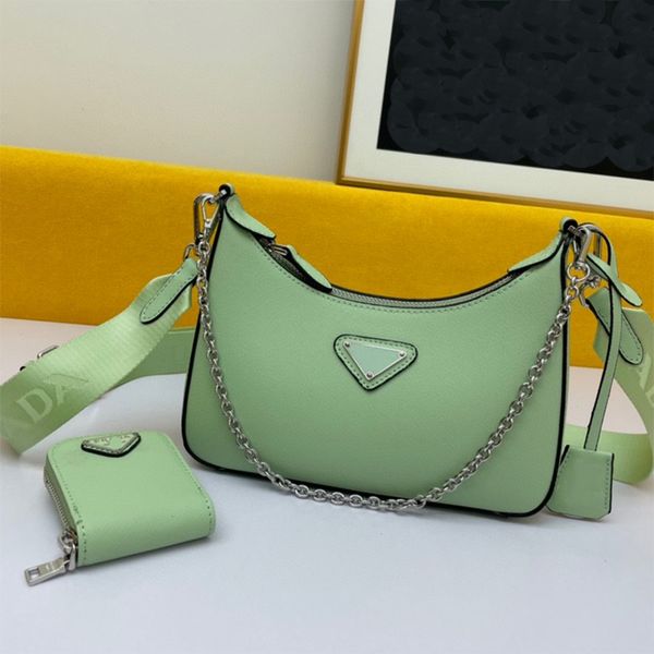 

genuine leather handbag luxury designer bags with keychain removable zipper underarm bag nylon lining messenger bag enamelled triangular met
