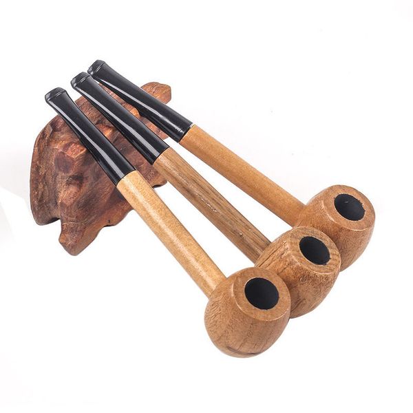 Tubi di fumo di legno dritti portatili da 153 mm Pipa di fumo staccabile vecchio stile Bocchino di tabacco alle erbe in legno Bocchino di fumo Regalo di compleanno ZL1167