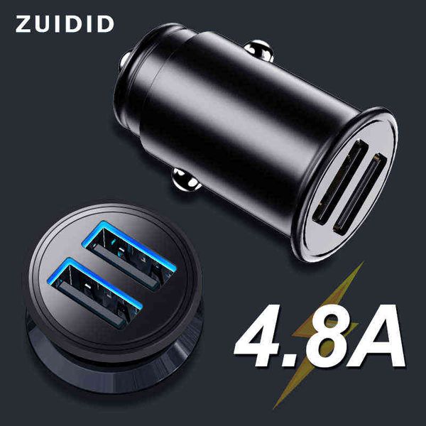 

4.8a mini dual usb car charger universal mobile phone quick charge cigarette lighter adapter for iphone 12 huawei p40 xiaomi 11 w220328