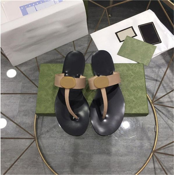 

2022 slipper designer slide summer sandals fashion men beach indoor flat flip flops leather lady women shoes ladies slippers size 35-42, Black