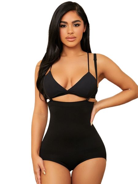 

solid shapewear bodysuit s4cf#, Black;red