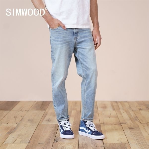 

siwmood spring summer environmental laser washed jeans men slim fit classical denim trousers jean sj170768 220328, Blue