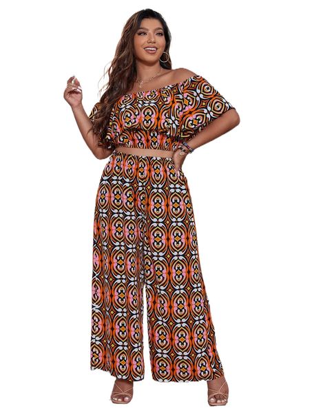 

plus all over print & pants v4a4#, Black