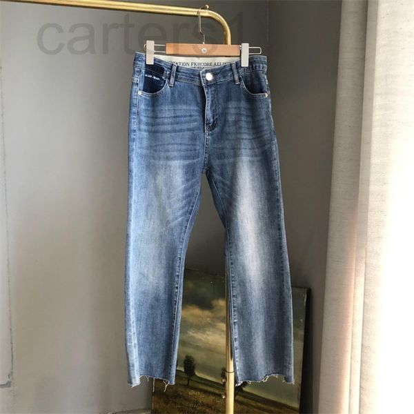 

women's jeans designer washed jeans women's 2022 summer new casual fashion straight tube slim cropped pants e3lw, Blue