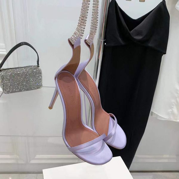 

high purple satin amina heeled sandals crystal-encrusted strap spool heels sky-high heel for shoes women summer designers shoe party factory, Black