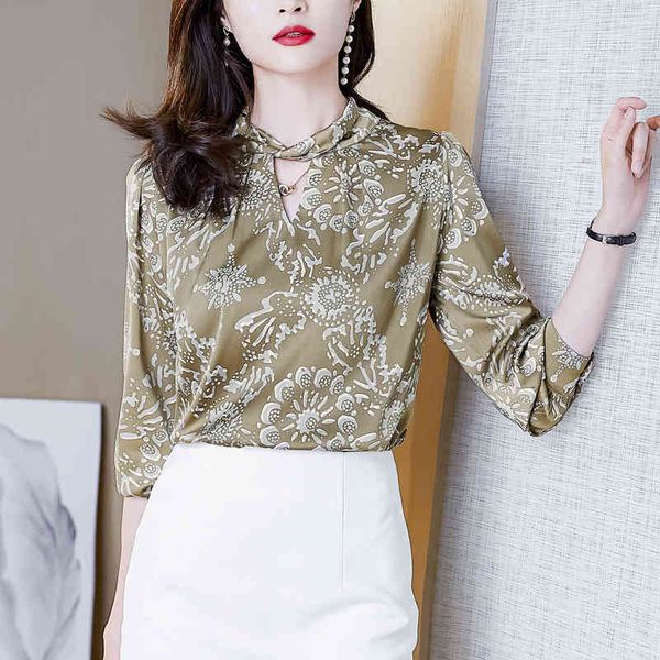 

manufacturer's satin shirt women's long sleeve design sense spring and cross collar silk casual ladies summer trend, White