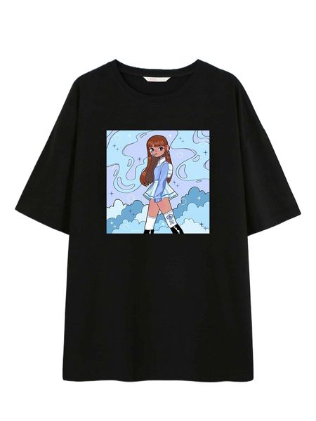 

romwe x naawberry cartoon figure graphic tee 99vi#, White