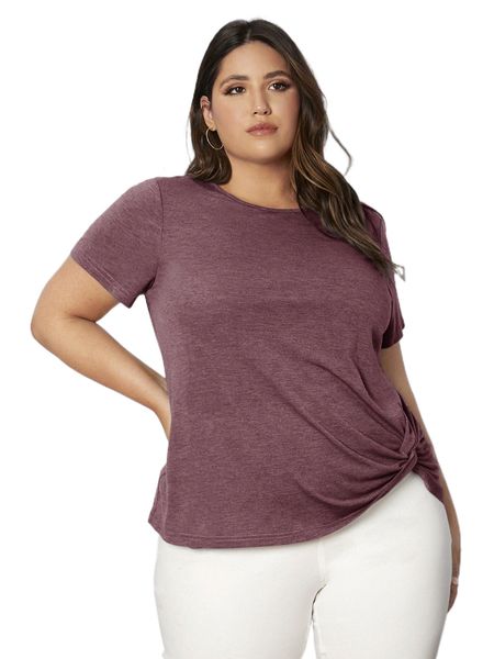 

plus drop shoulder solid tee y10l#, Black