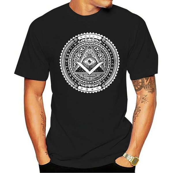 Herren T-Shirts Freimaurer, Illuminati Silbermünze Novus Ordo – Kurzarm-T-Shirt Ask-1 Design für Jugend, mittleres Alter, hohes Alter