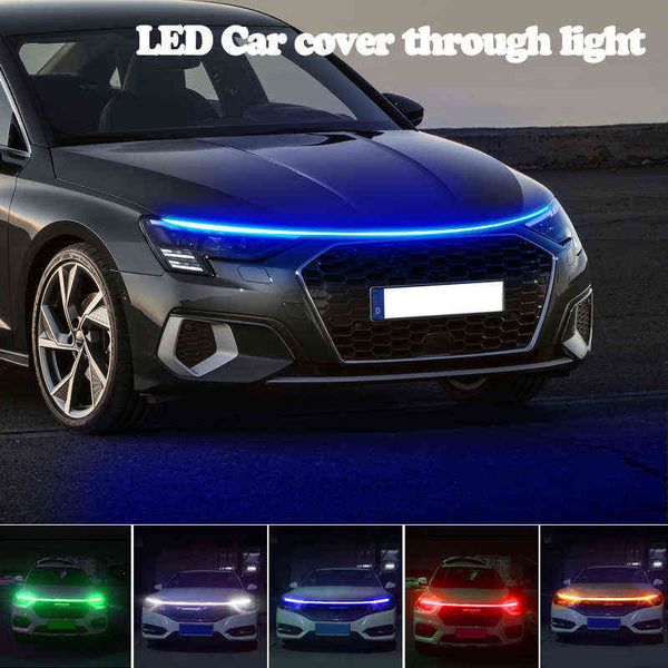 

12v car hood daytime running light strip auto decorative atmosphere lamp backlight flexible led lights universal car accessories y220708