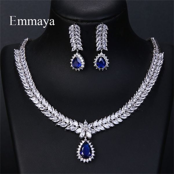

wedding jewelry sets emmaya luxury aaa cubic zircon 4 colors water drop wedding 220823, Slivery;golden