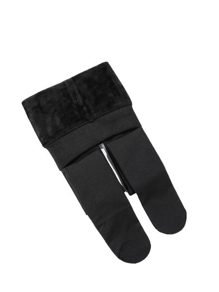 

solid fleece lined tights 54r0#, Black;white
