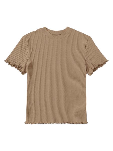 

plus mock neck rib-knit tee l1qf#, Black