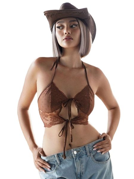 

romwe goth lace up front bralette s1ag#, Black;red