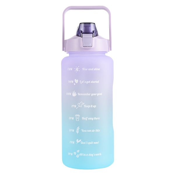 2L Große Kapazität Wasser Flasche mit Stroh Farbverlauf Matte Kunststoff Sport Tragbare Drop-proof Nette Botle W1