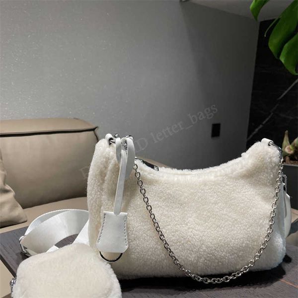 

luxury designers handbag shoulder crossbody bags chain tote purse hobos letters geometric lambs wool 3 in 1 plain coin wallets women nylon