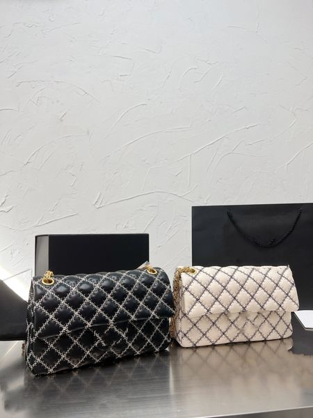 

luxury designer bags 2022 spring and autumn cf series women's bags one shoulder crossbody portable chain rhombus pattern versatile blac