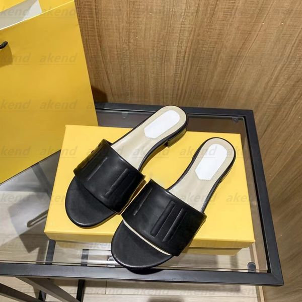 

women men beach luxury designers slippers sandals summer fashion flip flops genuine leather lady slipper shoes sneakers double buckle slides, Black