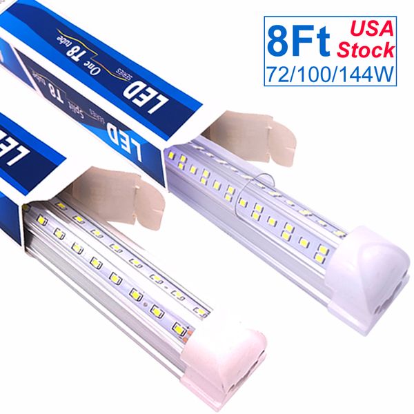 Super Bright White Led Shop Light 96 pollici 8Ft LED Tube Lights, 8' 72W Cooler Door Lighting 96'' Lampadine T8 integrate collegabili, 100W 144W Lampada industriale OEMLED