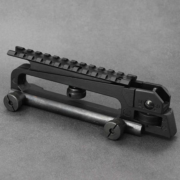 

adjustable rear sight hole sight handle with picatinny rail rifle scope red dot mount base for hunting airsoft m4 m16