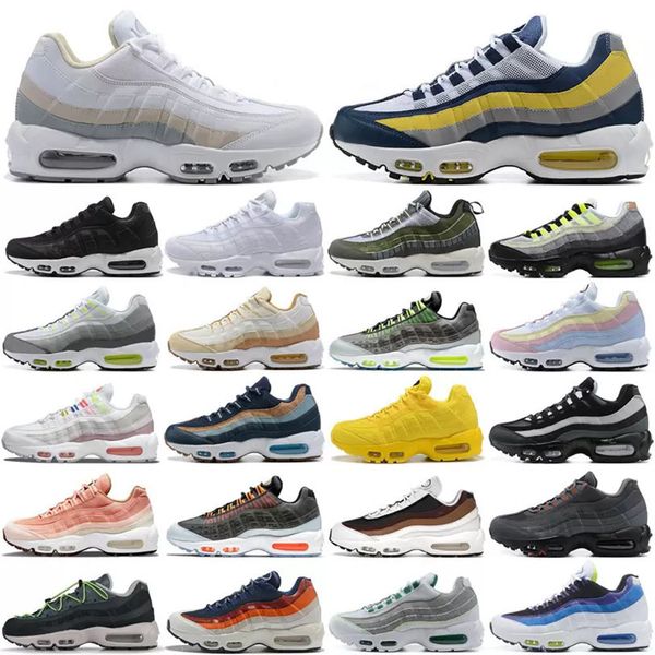 

men women retro max 95 running shoes triple black white plum chalk og neon plant color jogging sneaker yellow grey usa light charcoal air 95