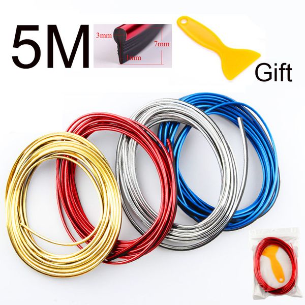 

car styling 5m/pcs universal diy flexible interior decoration moulding trim strips car central control and door decoration strip