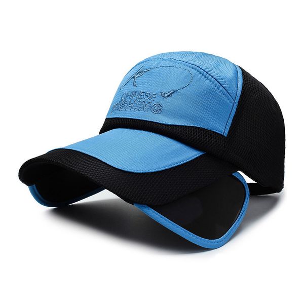 

fashion embroidery fishing snapback cap designer men women extended brim quick dry outdoor adjustable casual mesh hats, Blue;gray