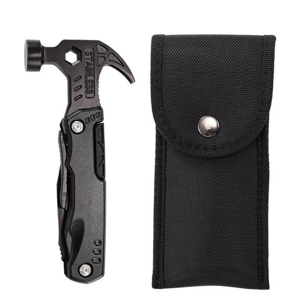 Ferramentas manuais Chaves de fenda alicate Hammer Multitool Multitool Aço inoxidável Faca Ferramenta de nylon bainha de nylon Sobrevivência de sobrevivência para o martelo de bolso