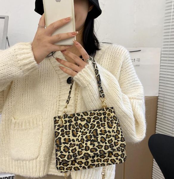 Borse a tracolla Borsa tote quadrata piccola sexy leopardata Borsa a tracolla firmata da donna in tela di alta qualità alla moda