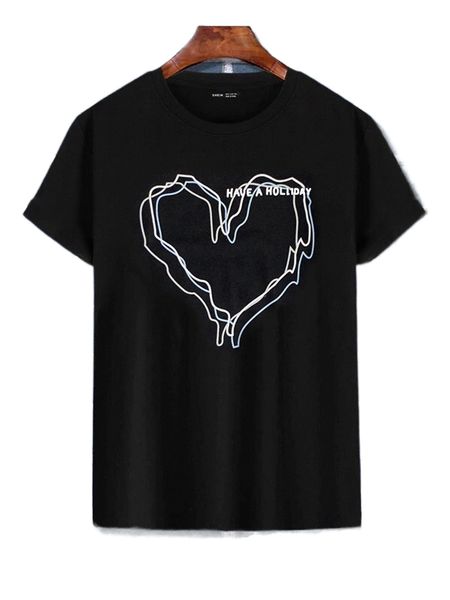 

men heart & slogan graphic tee o9fg#, White;black