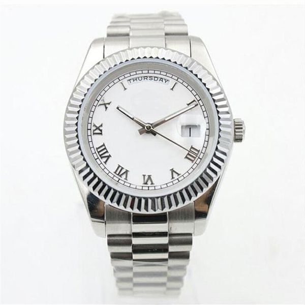 

whole watch day date mechanical glide smooth 40mm mens royal oaks watch stainless steel bezel strap wristwatches2647, Slivery;brown