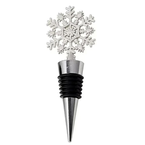 UPS 50pcs Winter Wedding Favors Silver Terminou Snowflake Wine Stopper com pacote simples Pacote de Natal Decorativas Bar Ferramentas