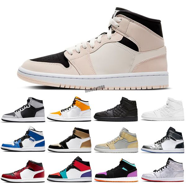 

jumpman 1 mens basketball shoes high unc university blue 1s gold mocha cactus jack obsidian banned bred toe men women trainer sports sneaker, Black