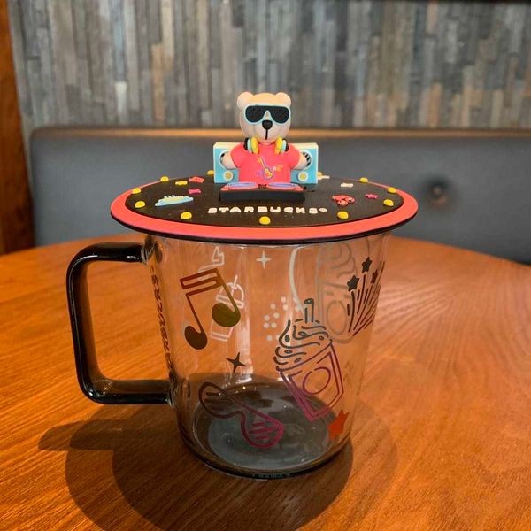 

starbucks vitality rainbow music dj bear silicone glass mug 355ml