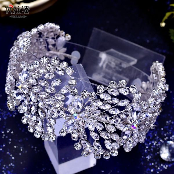 

new silver diamond tiara baroque crystal bridal headwear crown rhinestone with wedding jewelry hair accessories bridal crowns headpieces hp4