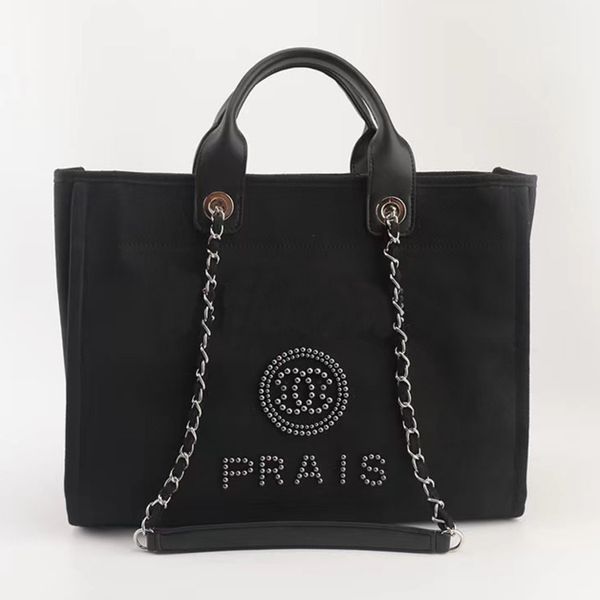 

luxury fashion brand beach bags ch women handbags pearl evening bag designers female canvas portable high-capacity classic trend big handbag, Black;red