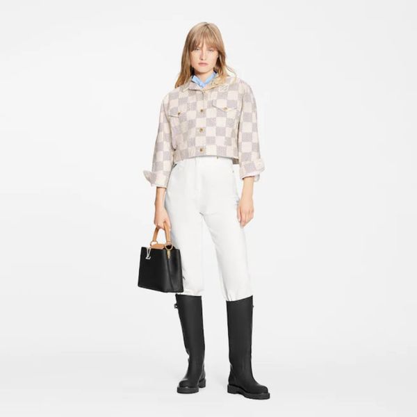 

mlv-008 women's jackets 2022 damier azur denim trucker jacket, Black;brown