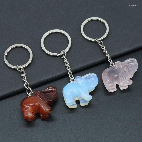 Chaços de chaves naturais semipreciosos de elefante de elefante de pedra Pingente Rose quartzo Tiger Eye para jóias DIY MakingHomedecoration miri22