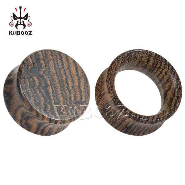 

kubooz wood stripe solid hollow ear plugs piercing gauges earring tunnel body jewelry expander wholesale making supplier 8mm to 25mm 48pcs, Silver