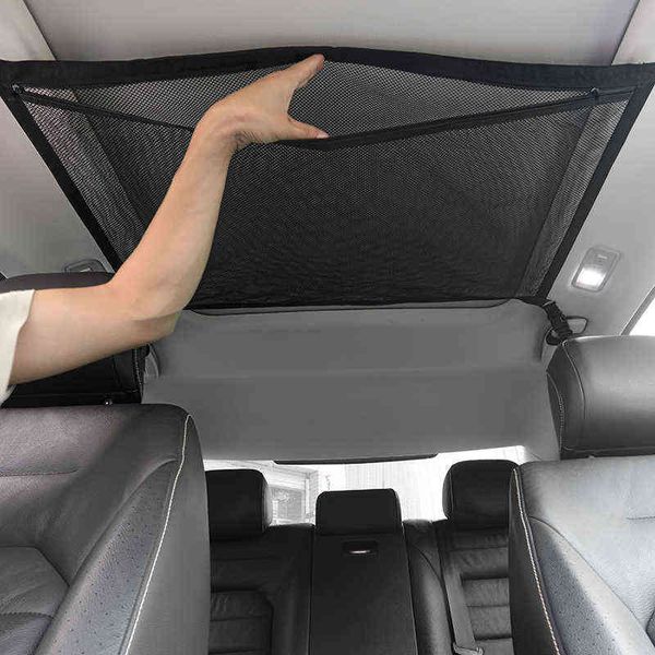 

2pc suv car ceiling storage net pocket car roof bag interior cargo net breathable mesh bag auto stowing tidying interior accessories y220414