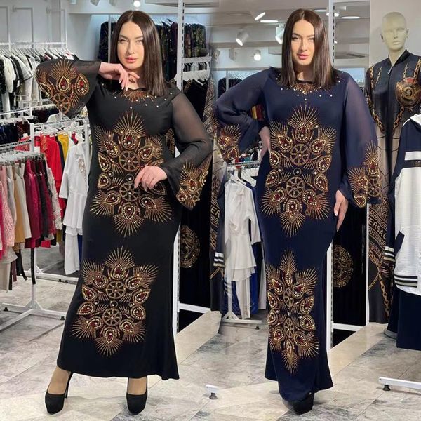 Etnik Giyim Zarif Türk Türk Tüy Elbisesi Arap Rhinestone Robe Ladies Müslüman İş Ziyafet Saten Abayaethnic