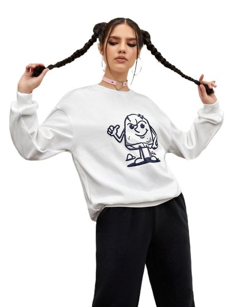 

x dedonleon cartoon graphic drop shoulder sweatshirt u9in#, Black