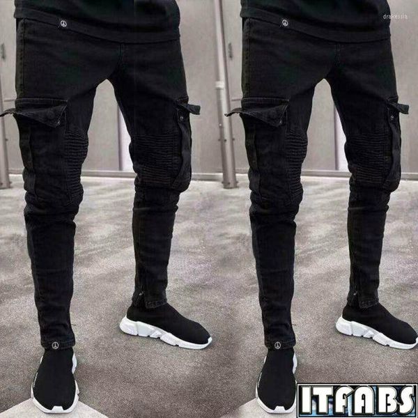 Calça masculina nos calça jeans de calça de corrida de jeans que esticando drak22 casual