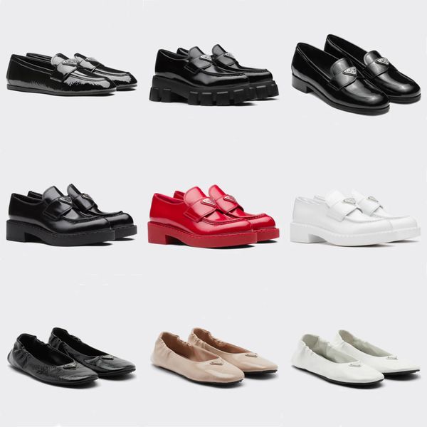 

designers luxury shoes brushed chocolate monolith pointy patent leather mary jane t-strap loafers mules ballerinas loafers black scarlet pow