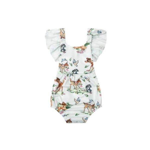 Kleinkind Säugling Neugeborenes Baby Mädchen Deer Ärmelloser Body Overall Stirnband Kleidung Outfit 2Pcs Sets GC1352