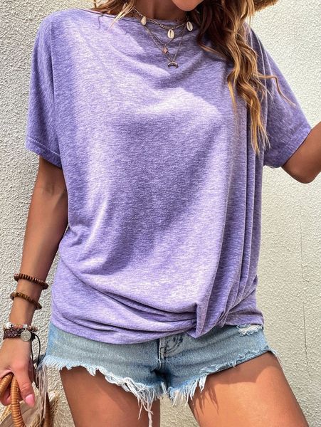 

ruched hem batwing sleeve tee n7st#, White