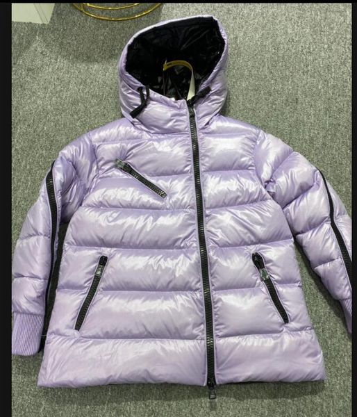 Piumini da donna Parka Piumino semplice Stilista Giacca a vento Manica esterna Cerniera diagonale Giacca calda viola Casual Top Donna uomo