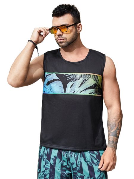

men tropical print tank k4pw#, White;black