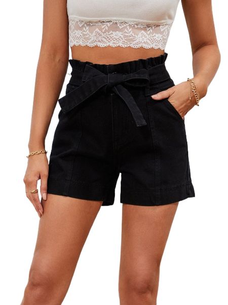 

p.aperbag w.aist self b.elted d.enim shorts m9fl#, White;black