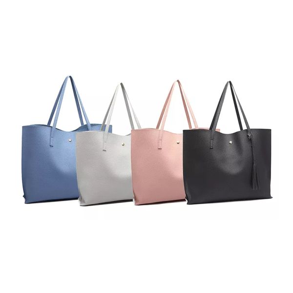 

soft faux leather tote shoulder bag big capacity tassel handbag for lady luxury bags bolsos dama bolsas de mujer lujo sac a main